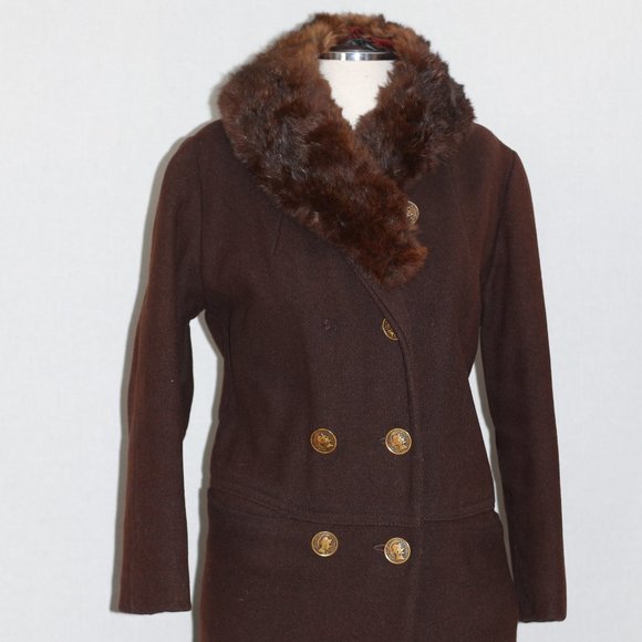 Roma XXVll Brown Fur Wool Coat - Picture 8 of 16